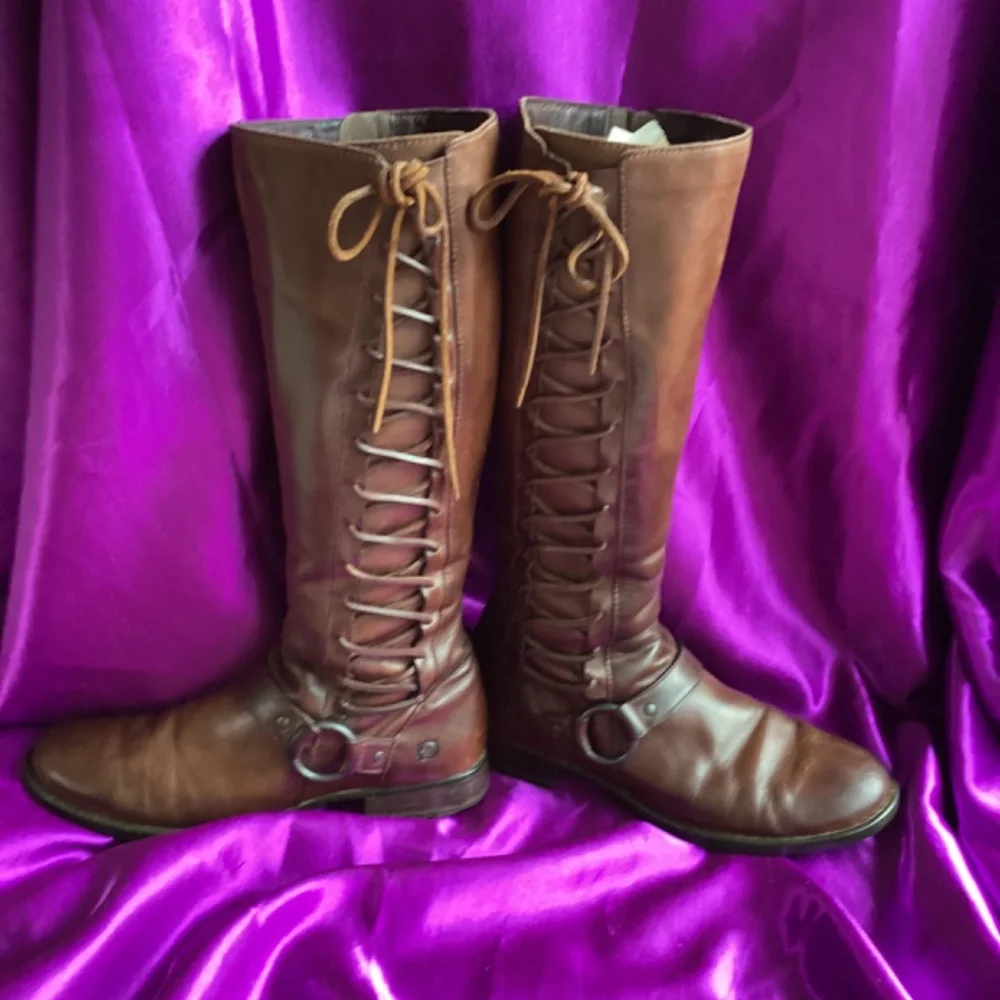 Born Brown Over-the-Knee Lace-Up Riding Boots